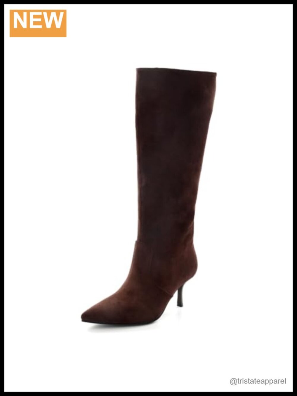 Women's Knee High Stiletto Heel Boots - Faux Suede Pointed Toe Pull On